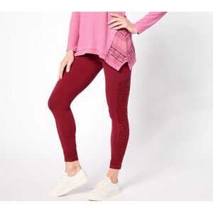 Soul Women's Pants Sz L Lace Trim Leggings Pockets Red A628918